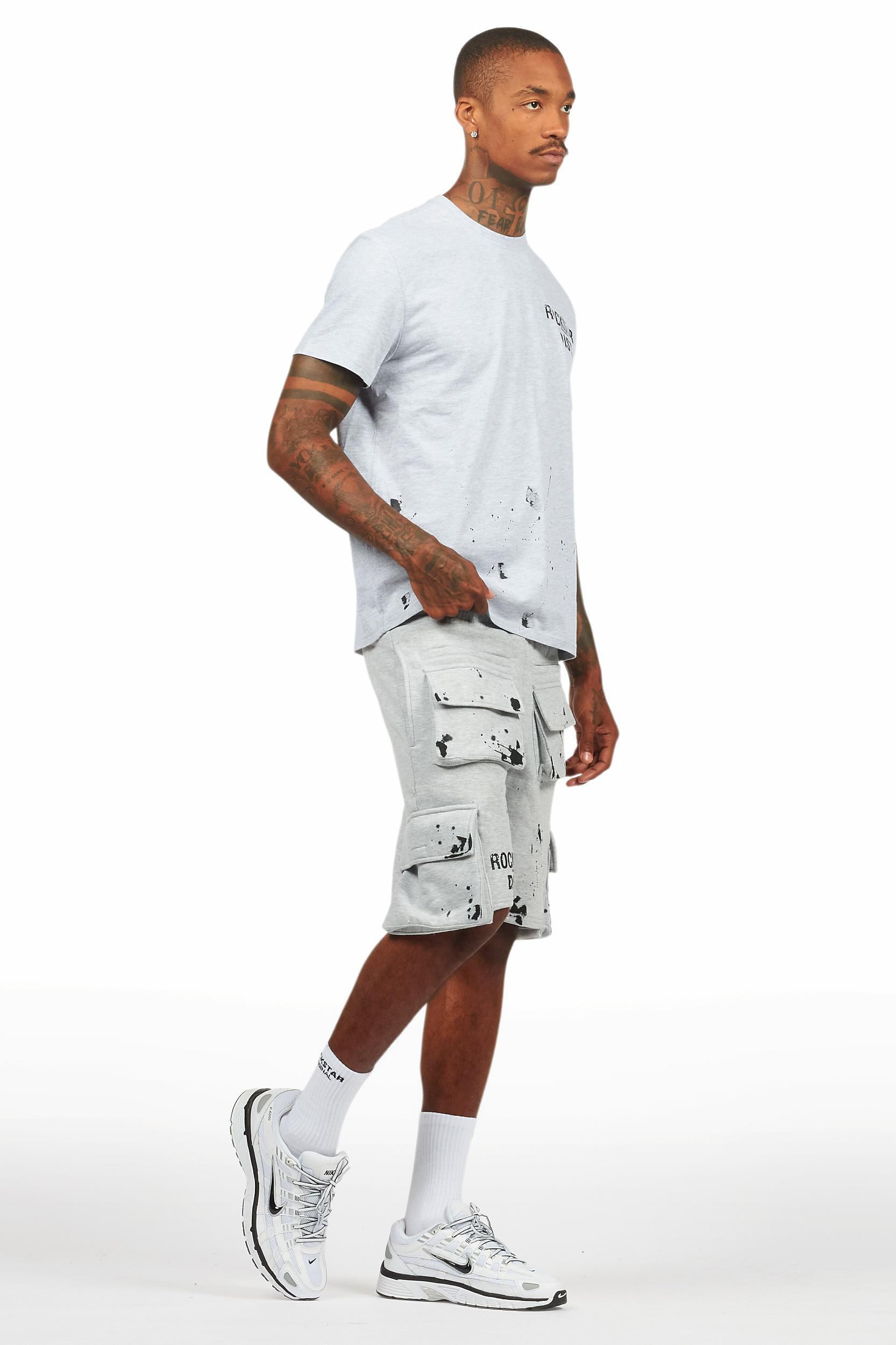 Raffer Heather Grey/Black T-Shirt Cargo Shorts Set Male Product Image
