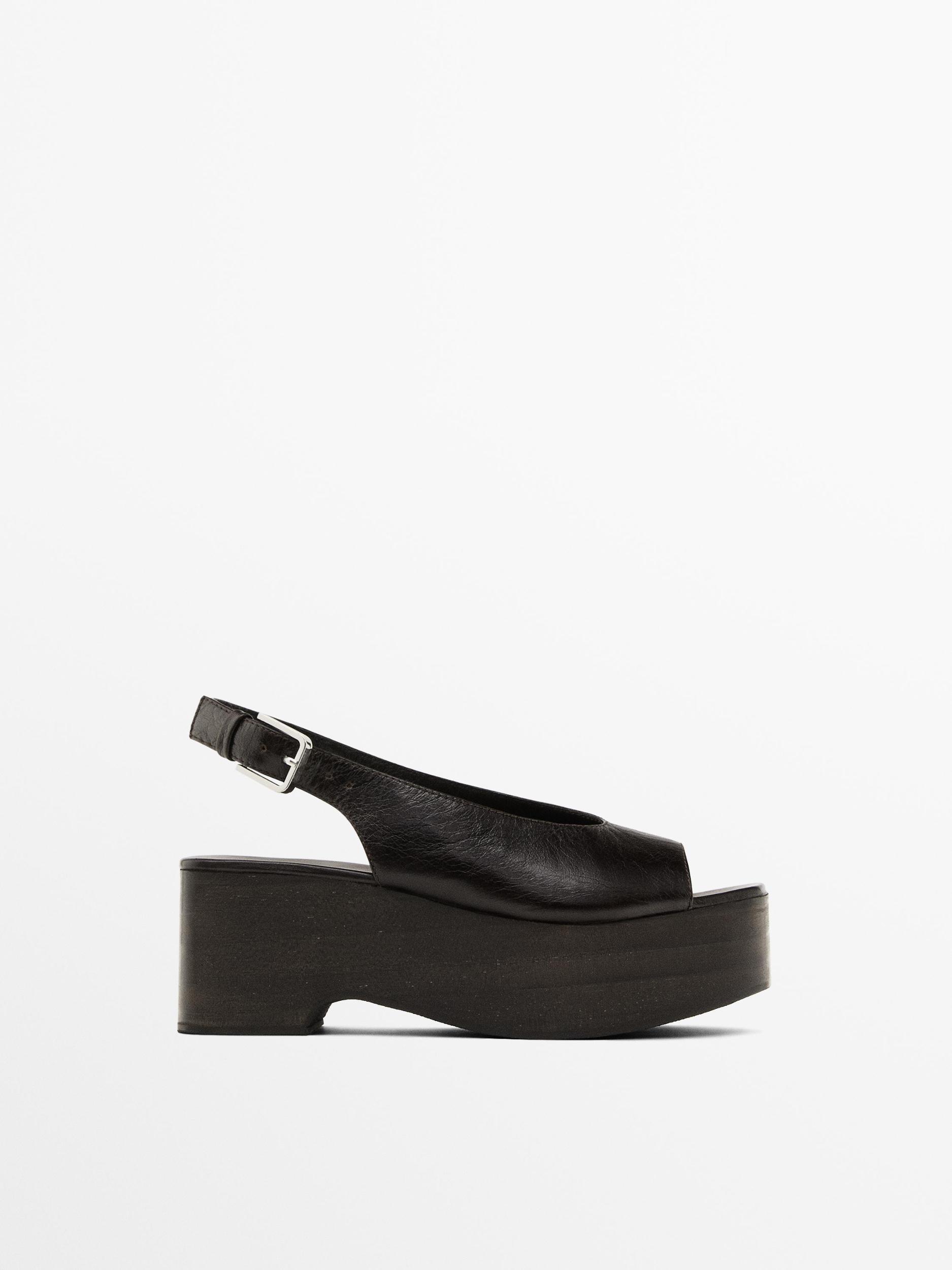 Wooden wedge mule sandals Product Image