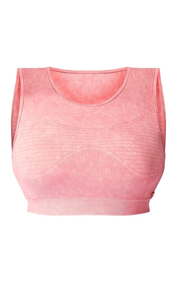 PLT SPORT Plus Raspberry Acid Wash Seamless Ribbed Sports Bra Product Image