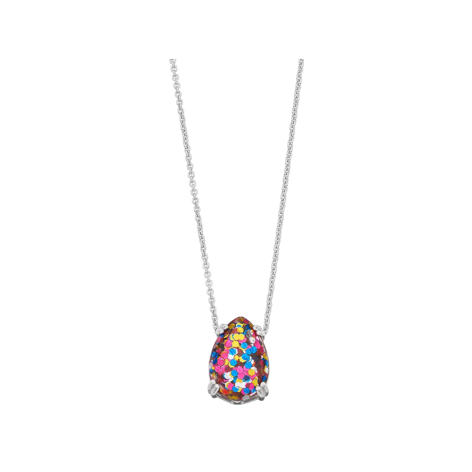 Aleure Precioso Glitter Pear Pendant Necklace, Women's, Size: 18", Silver Tone Product Image