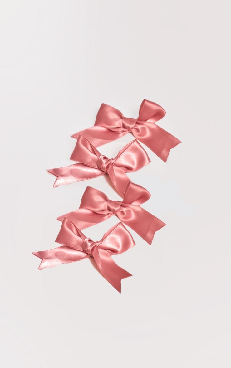 Pink Satin Bow Hair Clips 4 Pack Product Image