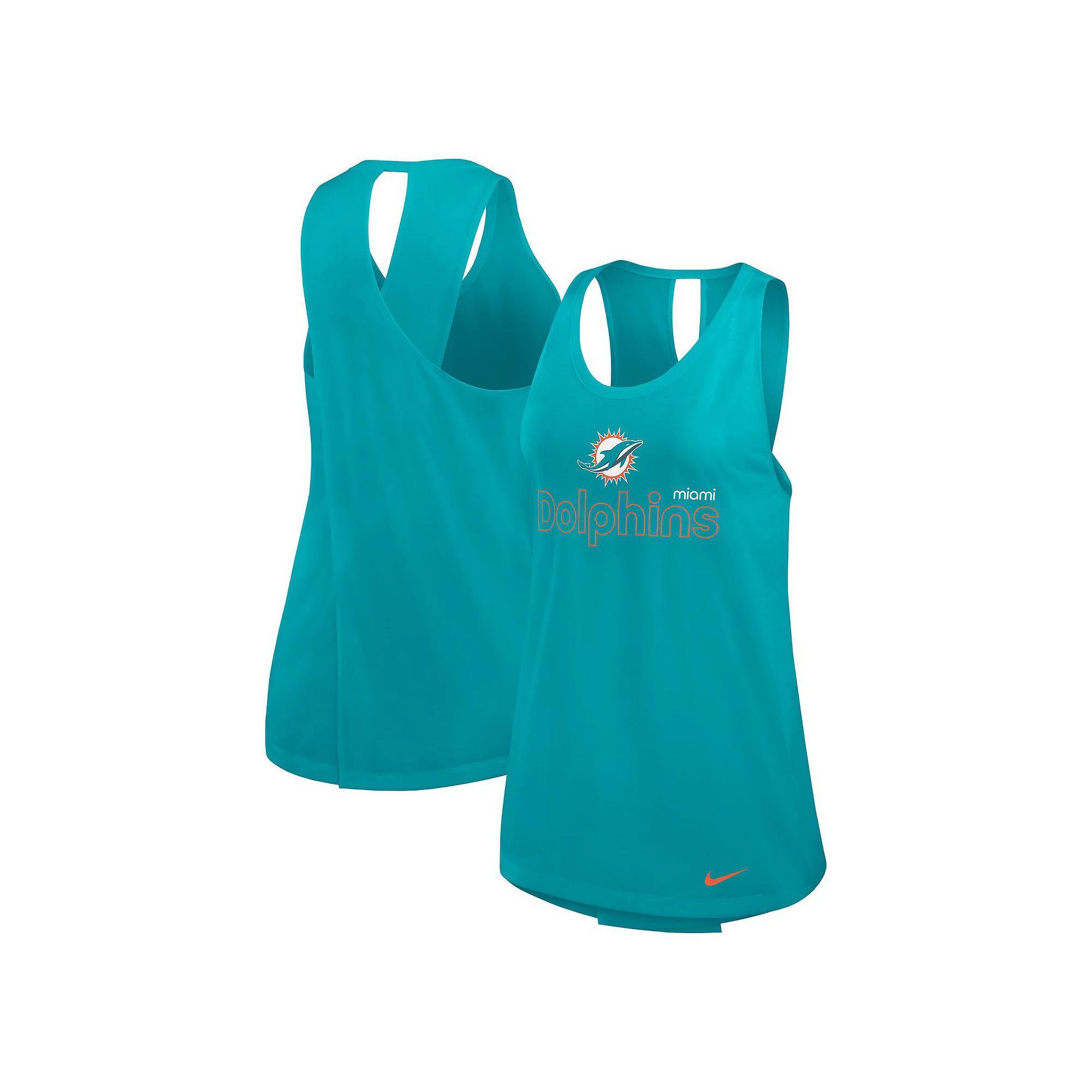 Women's Nike Aqua Miami Dolphins  Crossback Performance Tank Top, Size: Medium, Turquoise A Product Image