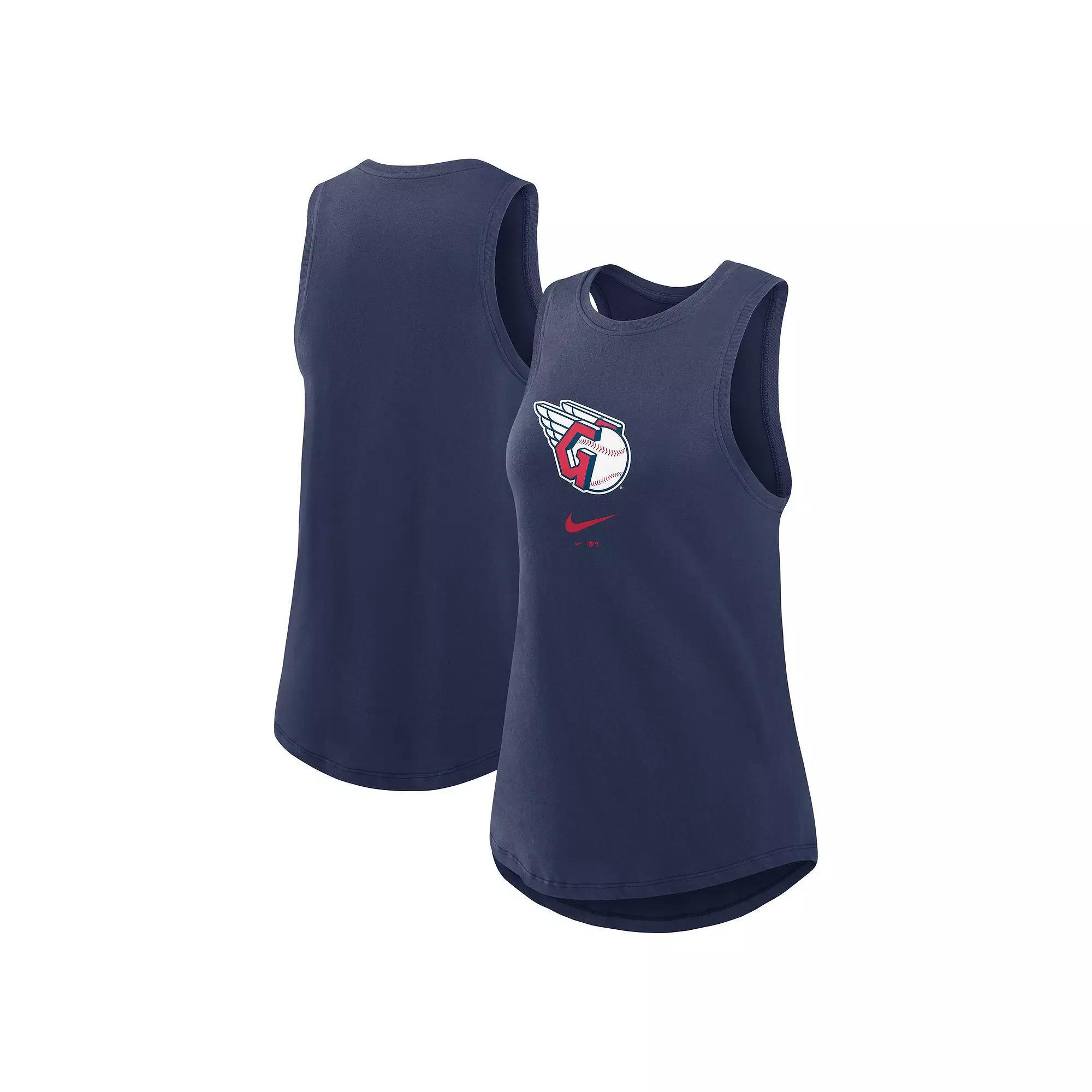 Women's Nike Navy Cleveland Guardians Legacy Icon High Neck Performance Tank Top, Size: Small, Grd Blue Product Image