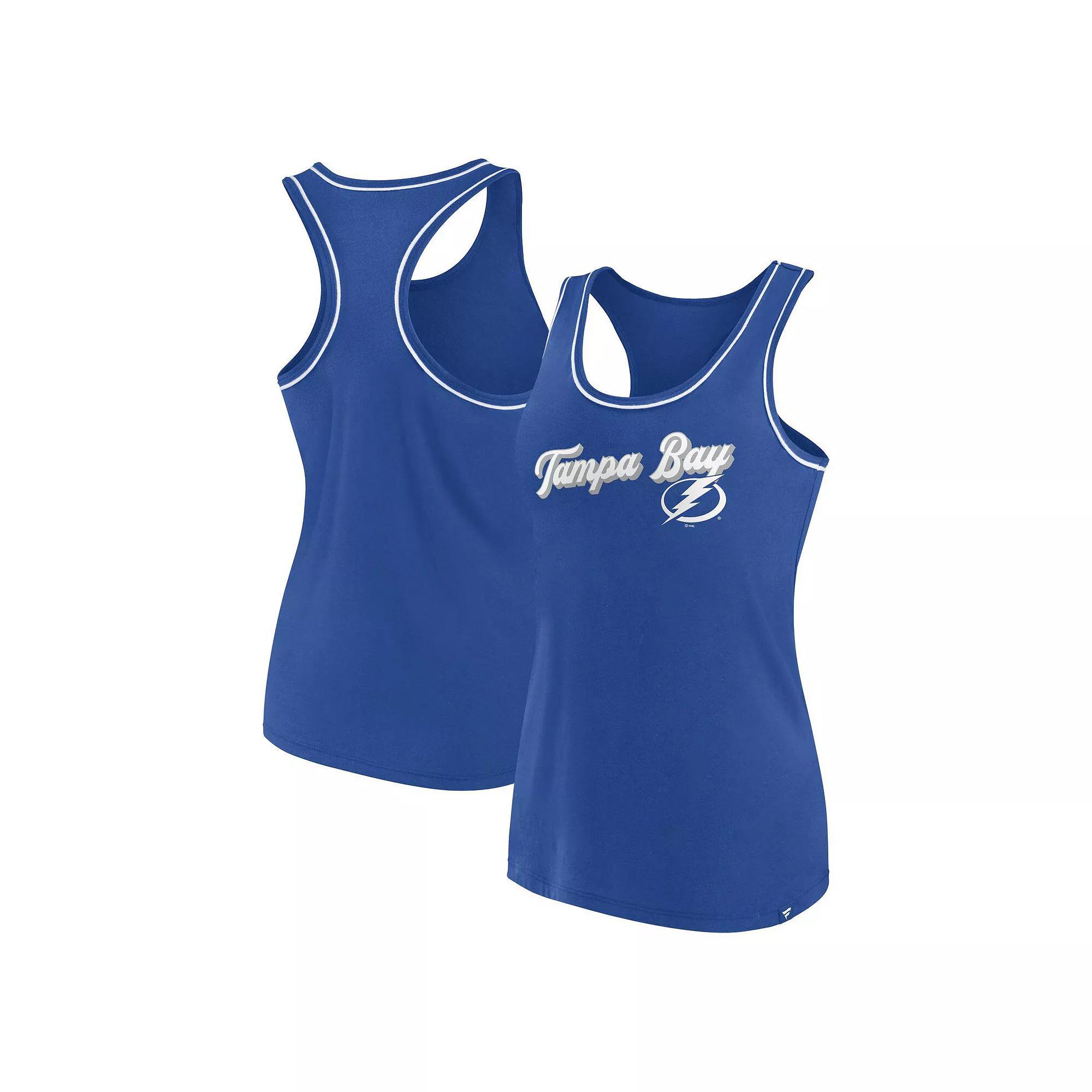 Women's Fanatics Branded Royal Philadelphia 76ers Wordmark Logo Racerback Tank Top, Size: Small, 76r Blue Product Image