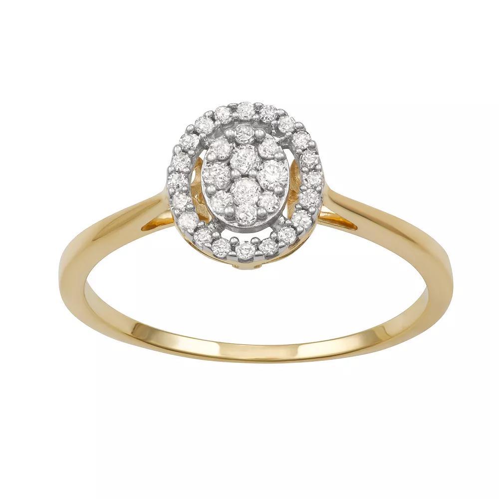 HDI 10k Gold 1/5 Carat T.W. Diamond Cluster Ring, Women's, Size: 7 Product Image