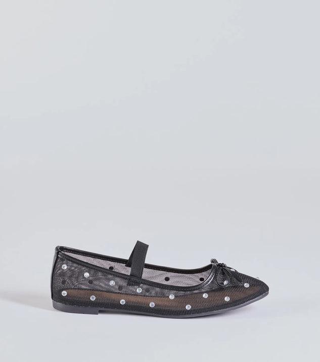Sparkle And Shine Rhinestone Bow Ballet Flats Product Image