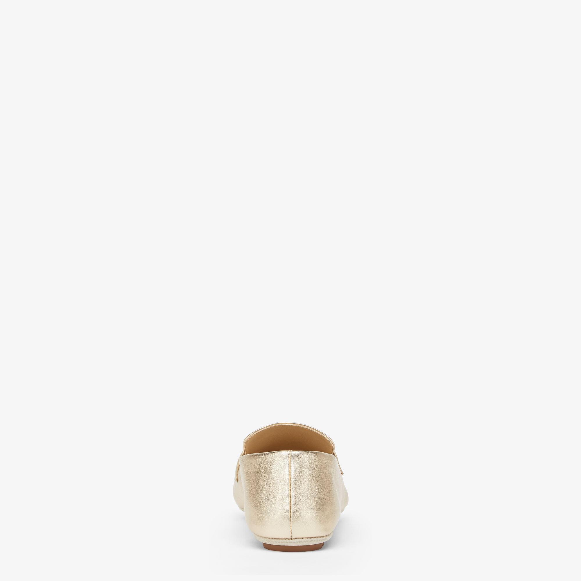 BaguetteMetallic champagne-colored leather loafers Product Image
