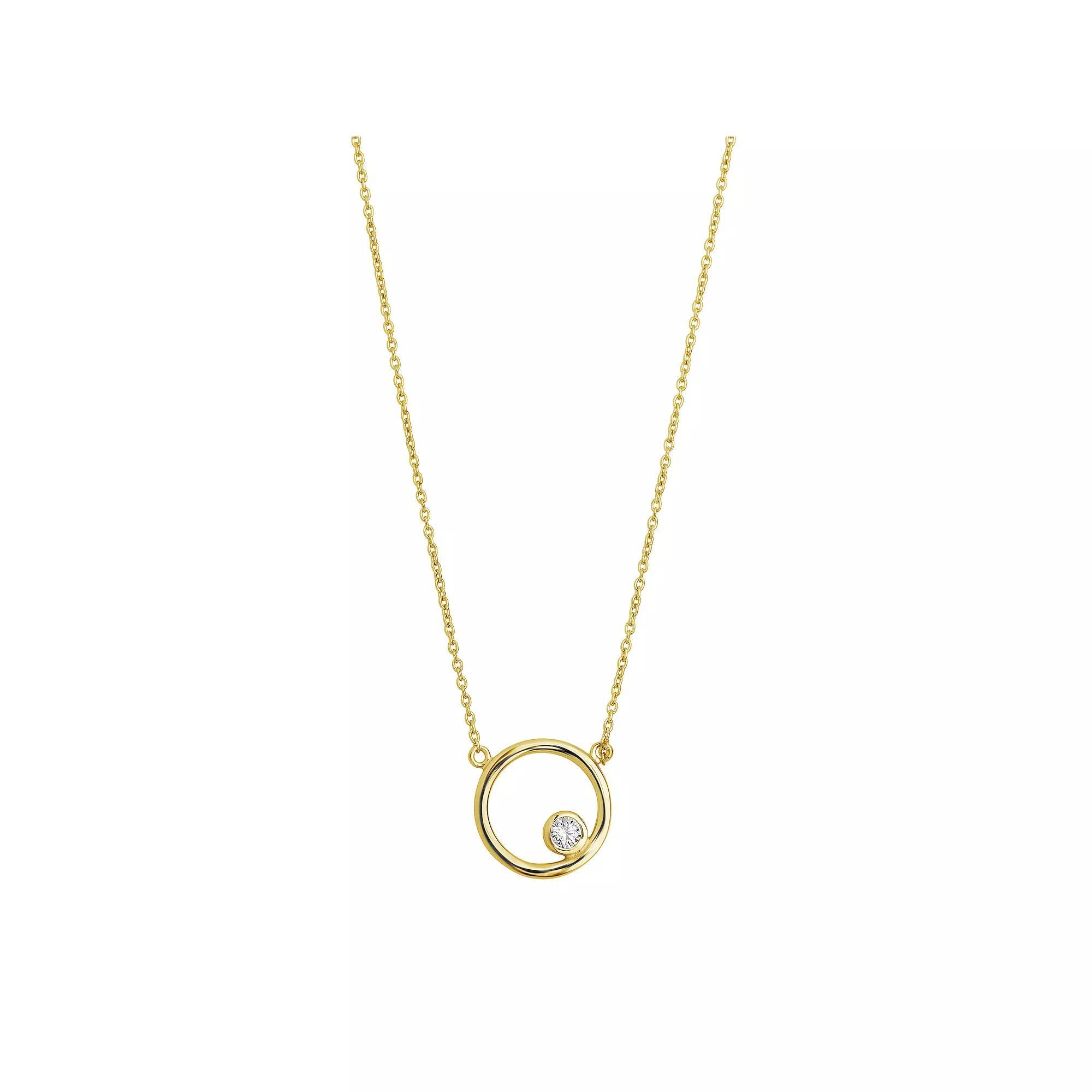 MC Collective Circle Pendant Necklace with Cubic Zirconia Accent, Women's, Size: 16", Gold Tone Product Image