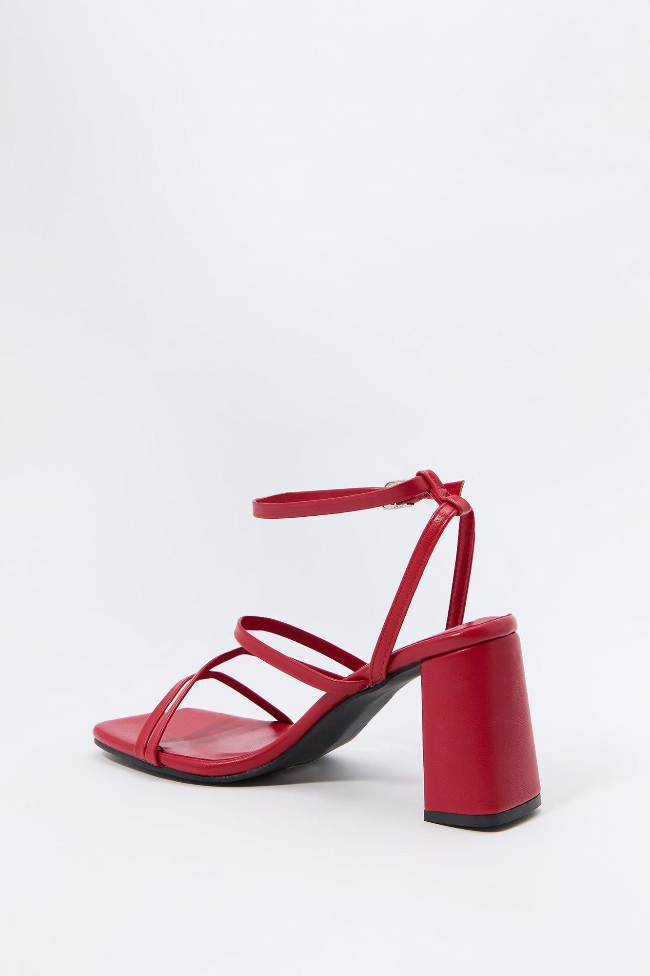 Faux Leather Strappy Open Toe Heel Female Product Image