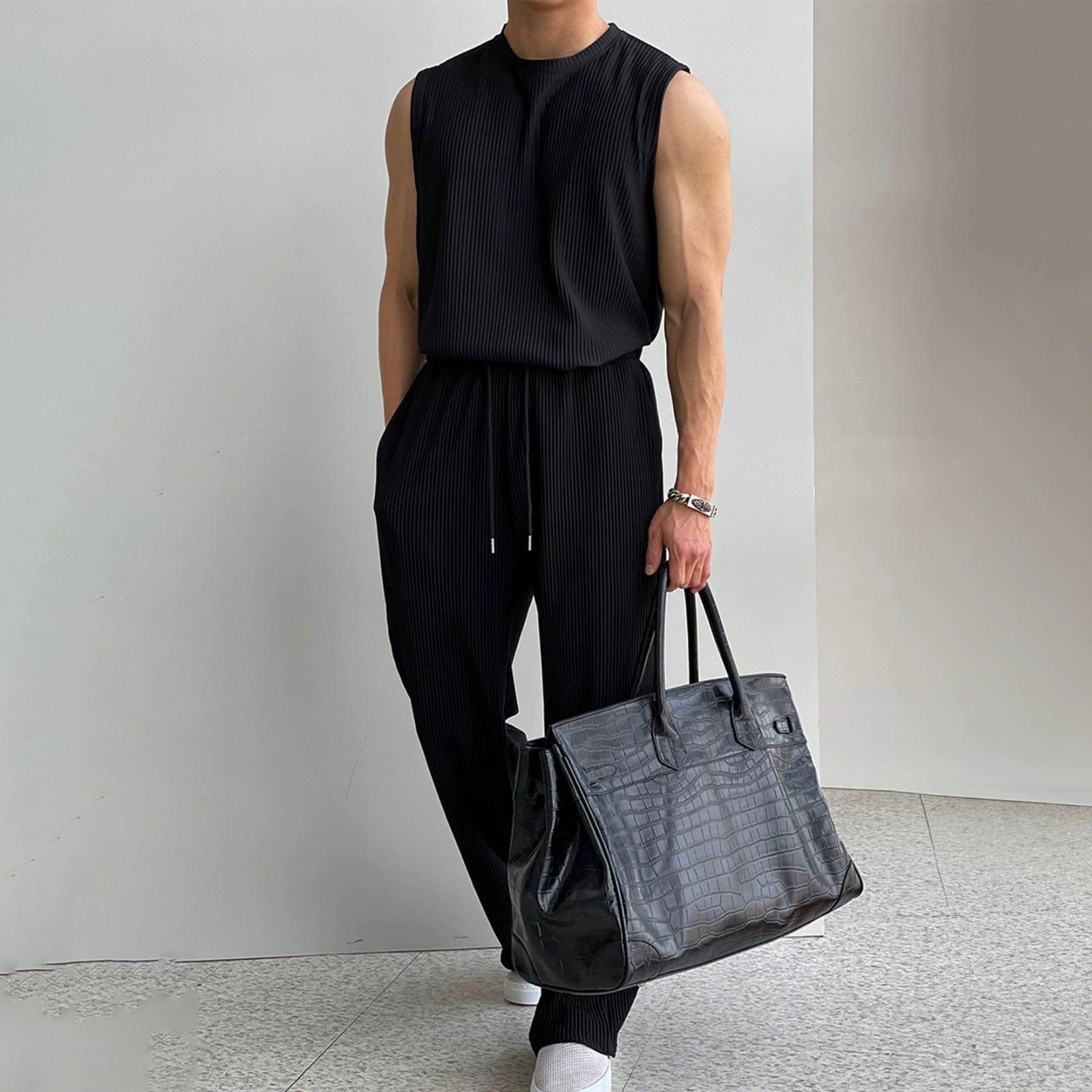 RT No. 11931 PLEATED SLEEVELESS SHIRT & WIDE DRAWSTRING PANTS Product Image