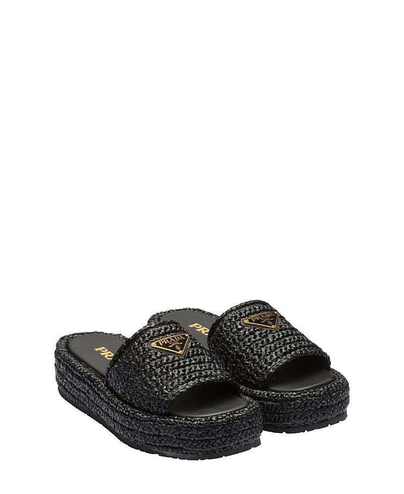Prada Womens Crochet Flatform Slides Product Image