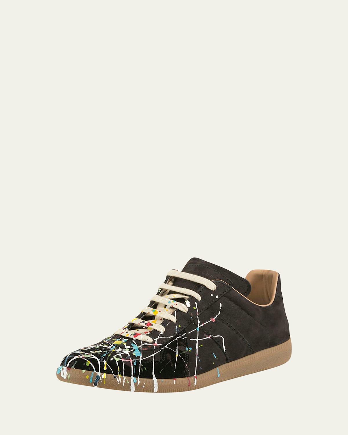 Mens Replica Paint Splatter Leather Low-Top Sneakers Product Image