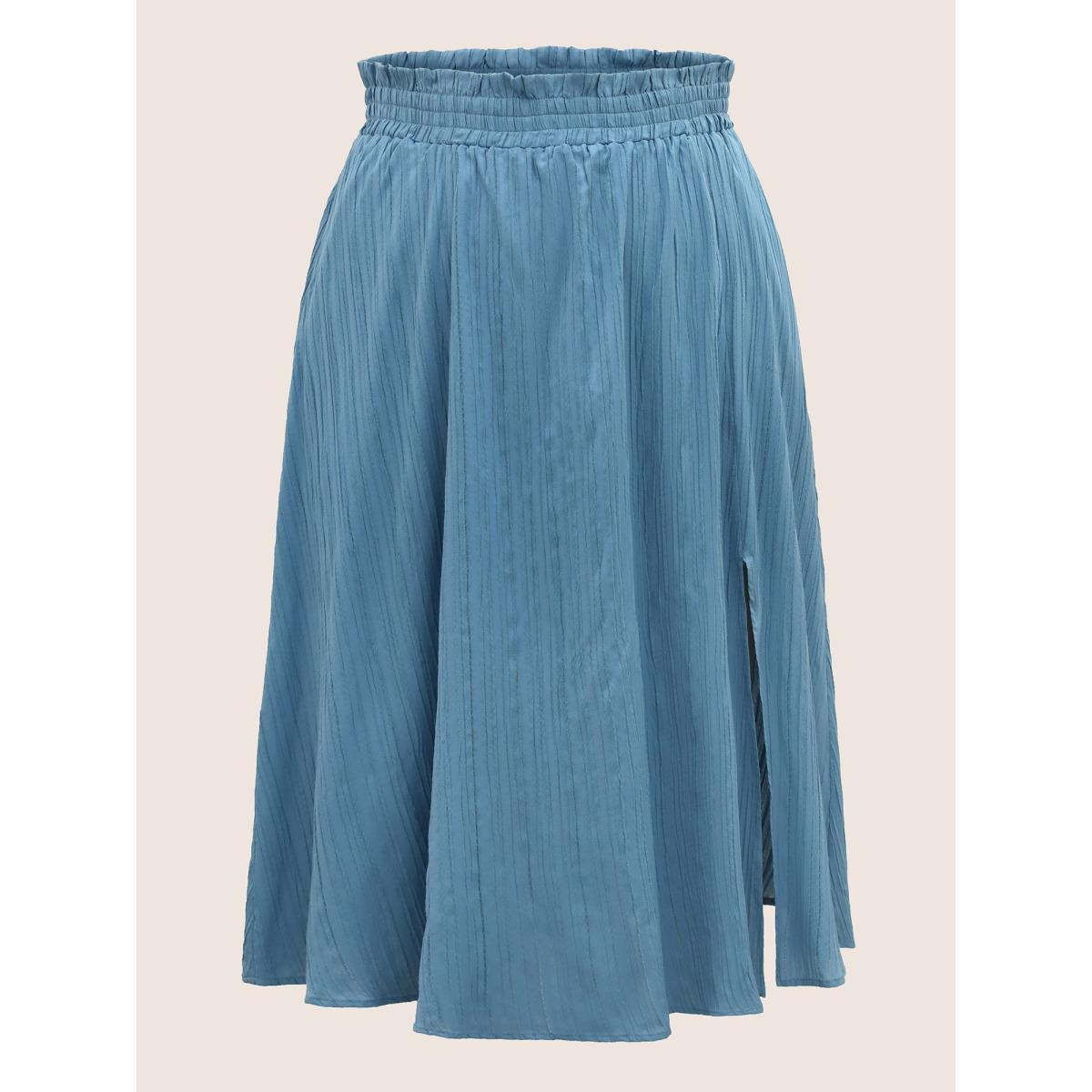 Plus Size Solid Plisse Pocket Paperbag Waist Skirt Women Stone Casual Non No stretch Slanted pocket Everyday Skirts BloomChic 30/6X Product Image