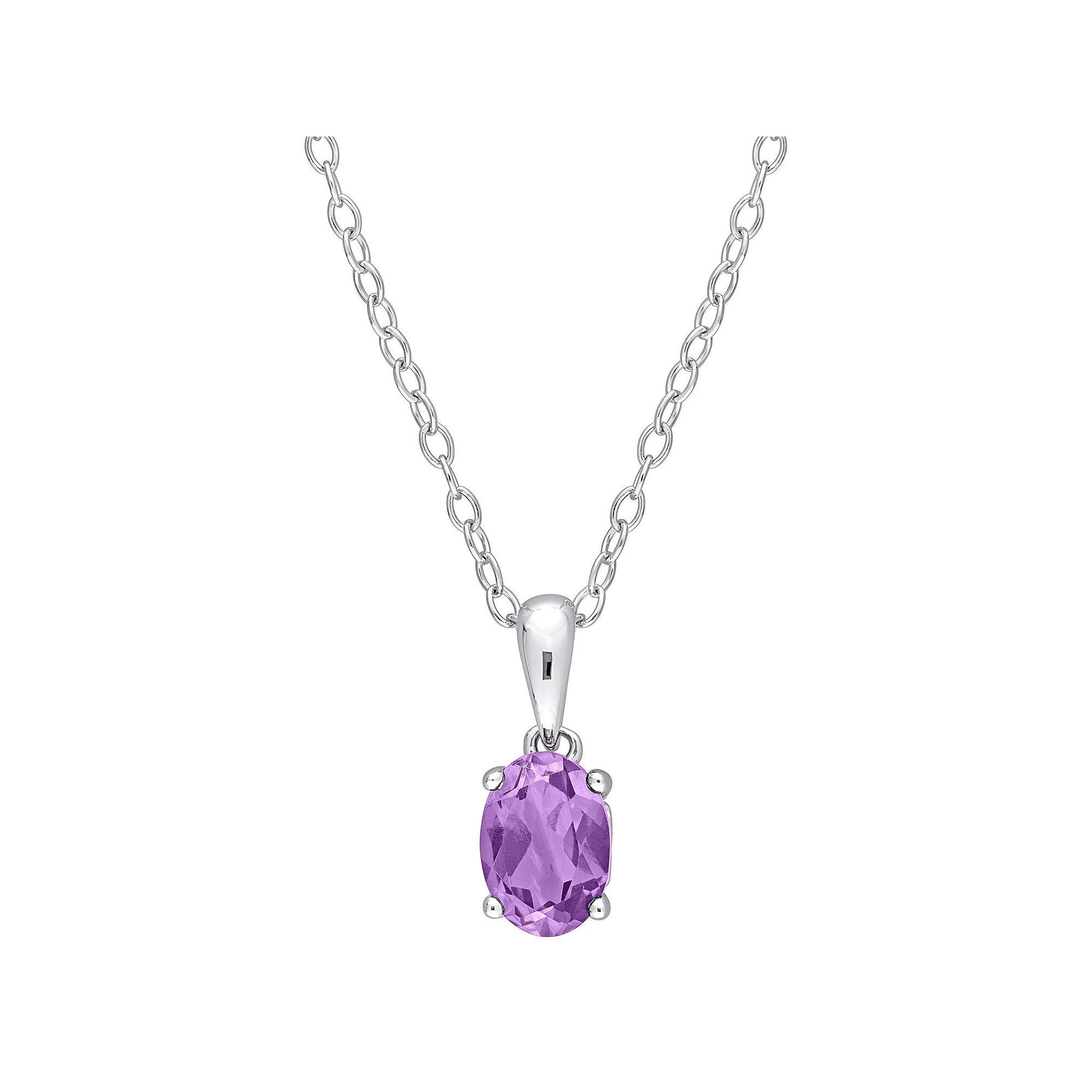Stella Grace Sterling Silver & Gemstone Oval Stud Pendant Necklace, Womens Purple Product Image