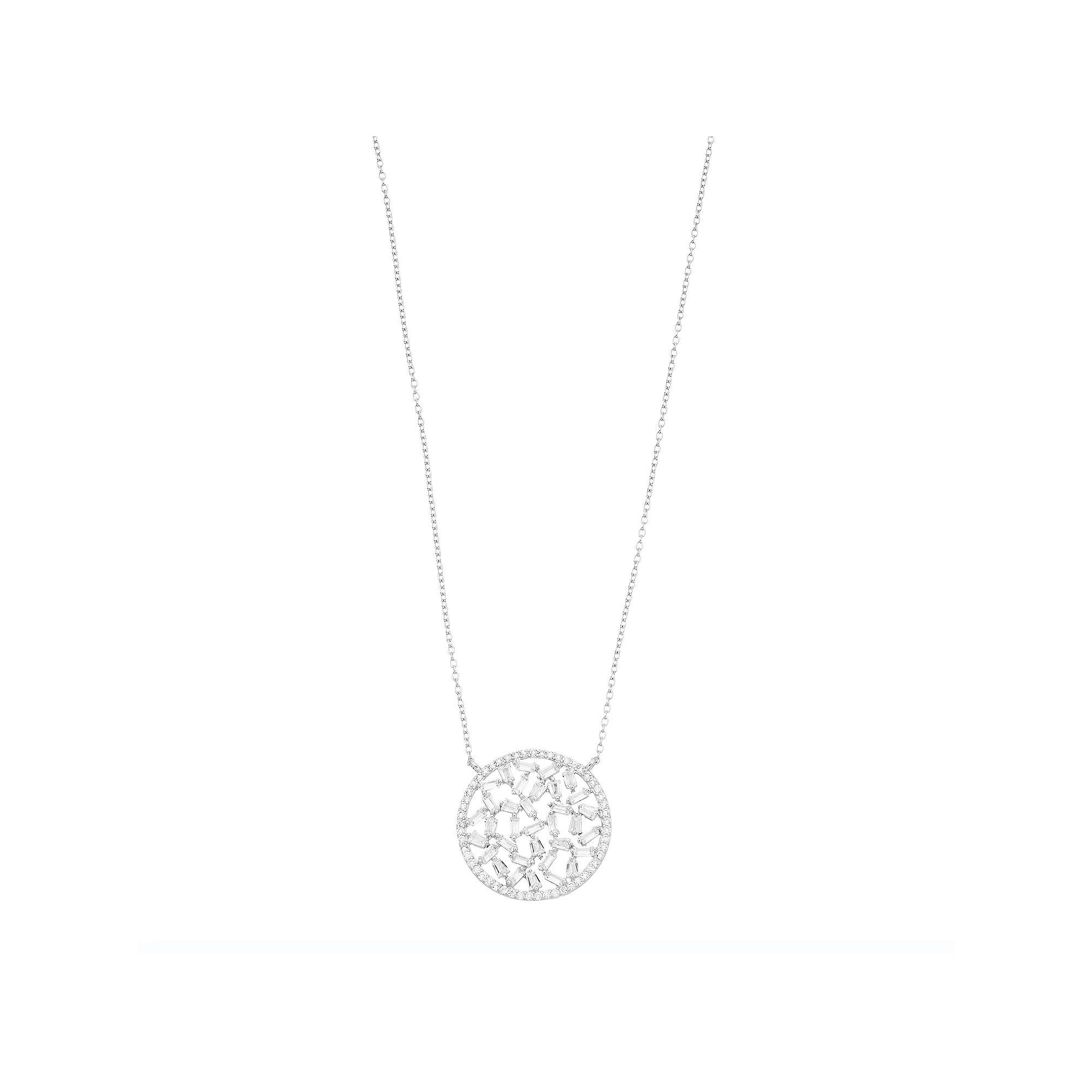 Sophie Miller Sterling Silver Cubic Zirconia Round Necklace, Womens Silvertone Product Image