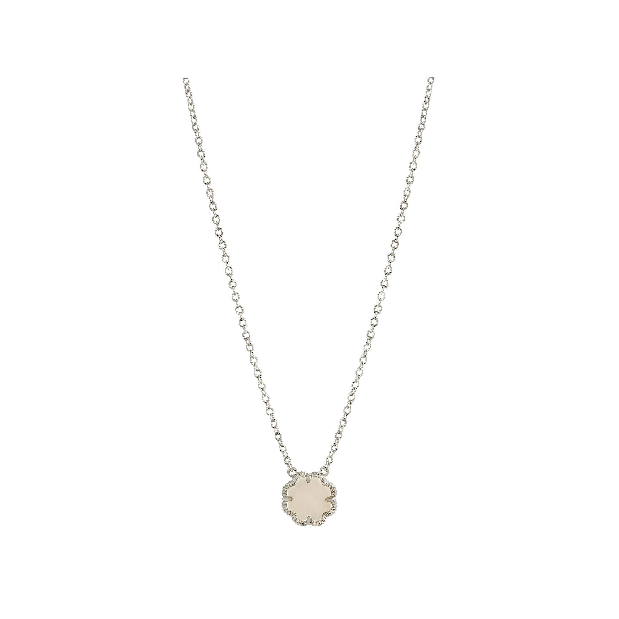 MC Collective Mother-of-Pearl Flower Medallion Necklace, Women's, Size: 18", Silver Tone Product Image