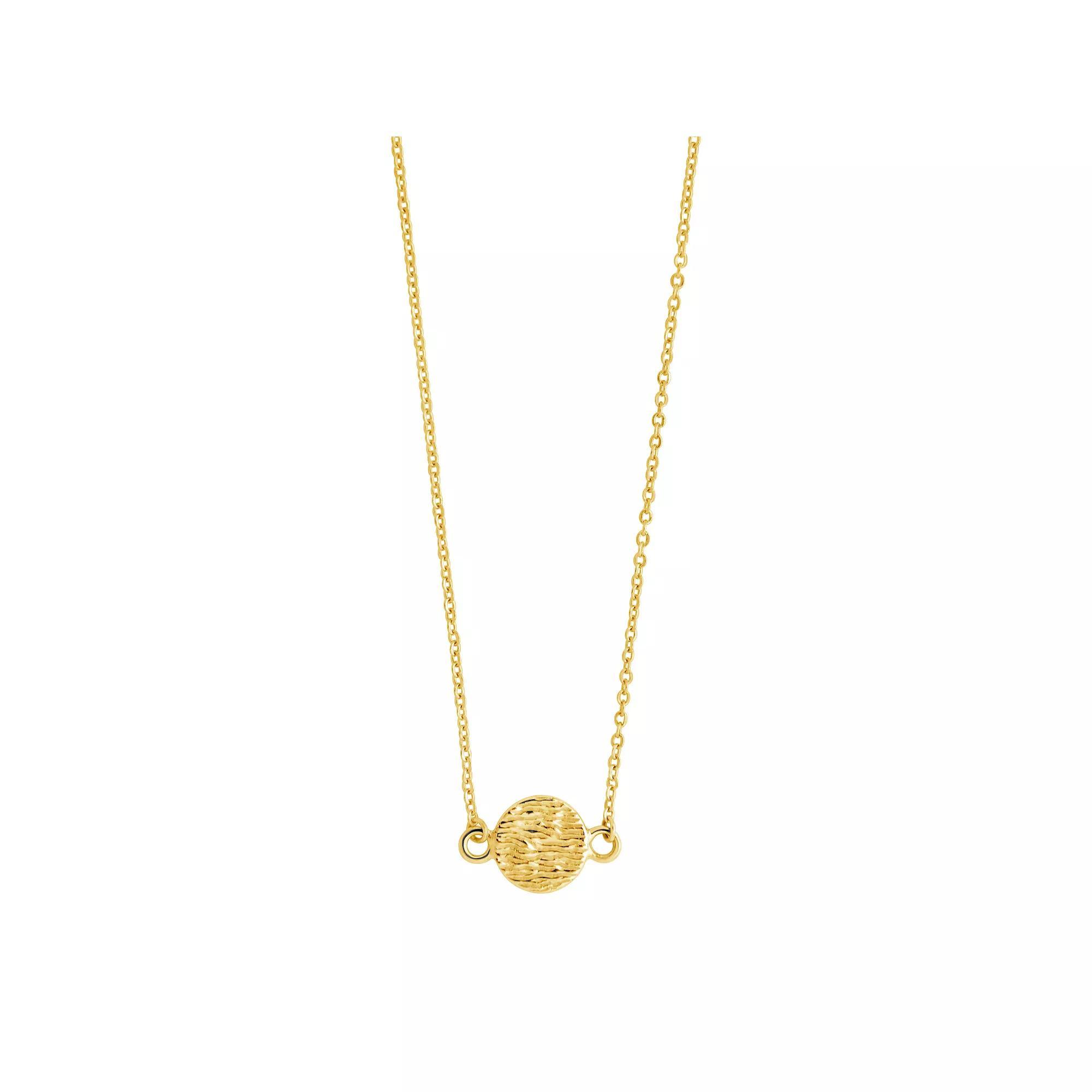 MC Collective 14k Gold Textured Disc Pendant Necklace, Women's Product Image