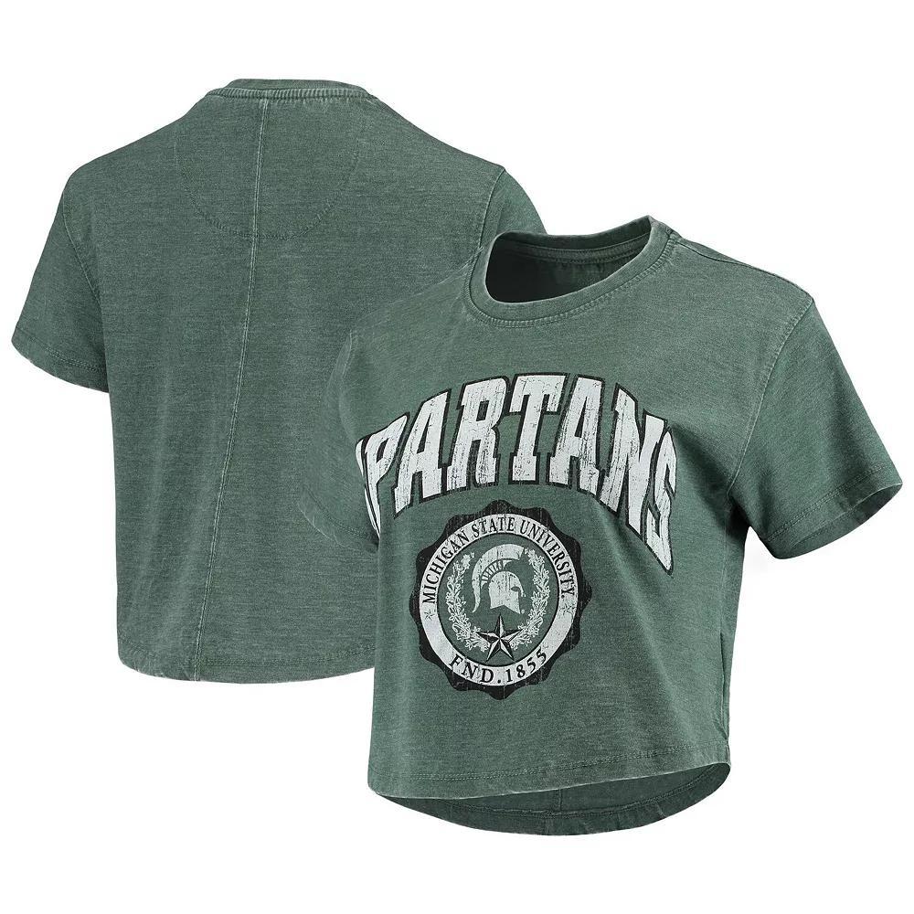 Women's Pressbox Green Michigan State Spartans Edith Vintage Burnout Crop T-Shirt, Size: XL Product Image