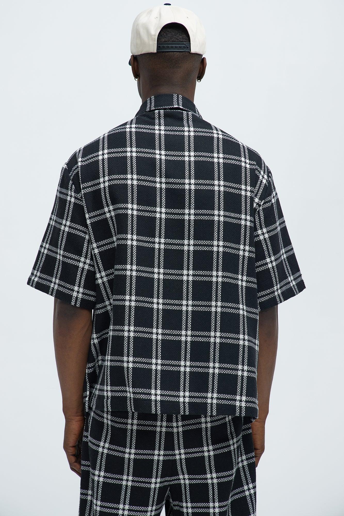 Porter Plaid Closed Collar Button Down Shirt - Black/combo Product Image