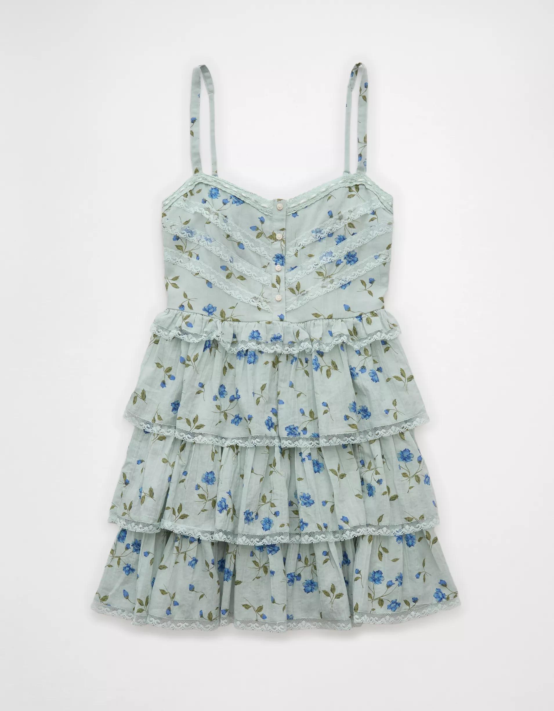 AE Lace Ruffle Tiered Mini Dress Product Image
