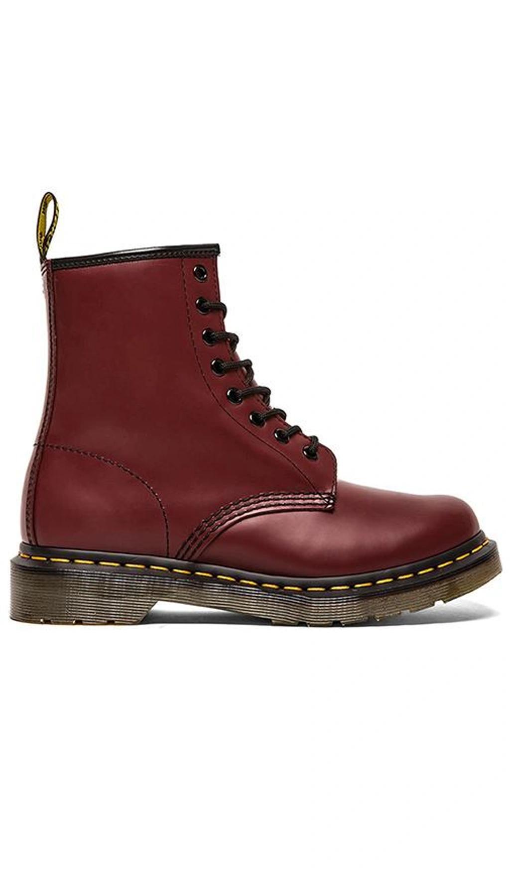 DR. MARTENS' 1460 Combat Boots In Bordeaux Leather In Cherry Red Product Image