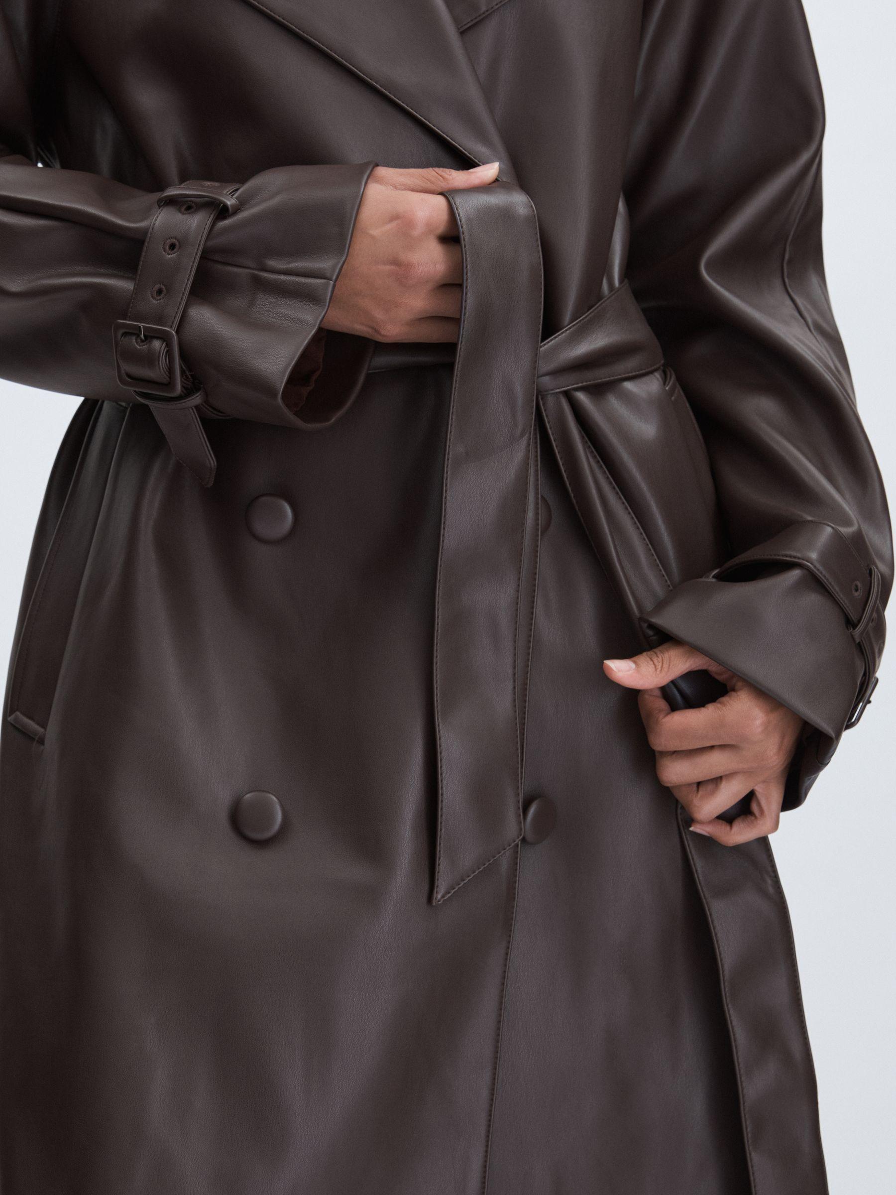 Good American Faux-Leather Trench Coat in Bitter Chocolate Product Image