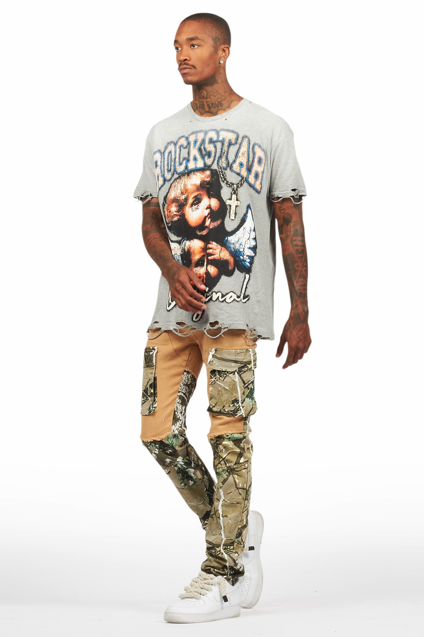 Deiter Heather Grey Oversized Graphic T-Shirt Male Product Image