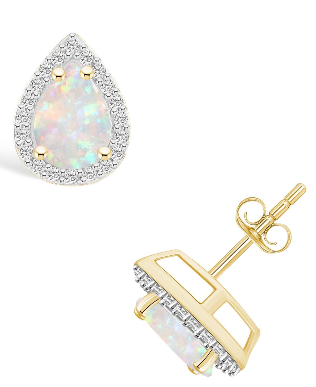 Celebration Gems 10k Gold Pear Shape Gemstone & Lab-Created White Sapphire Halo Stud Earrings, Women's Product Image
