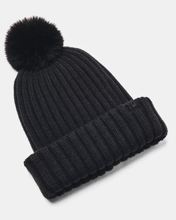 Women's Under Armour Halftime Pompom Beanie, Black Product Image