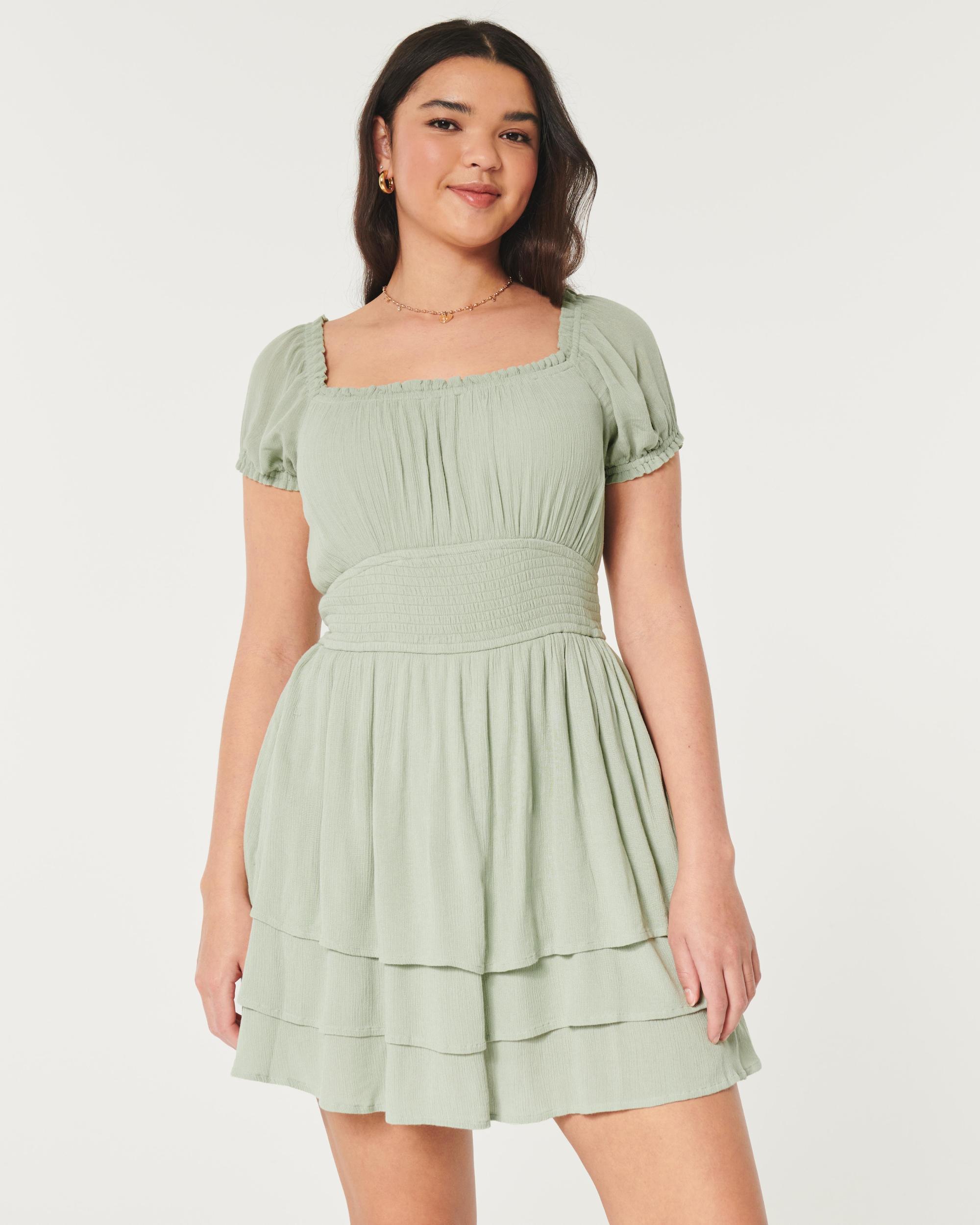 Short-Sleeve Cinch Bust Skort Dress Product Image