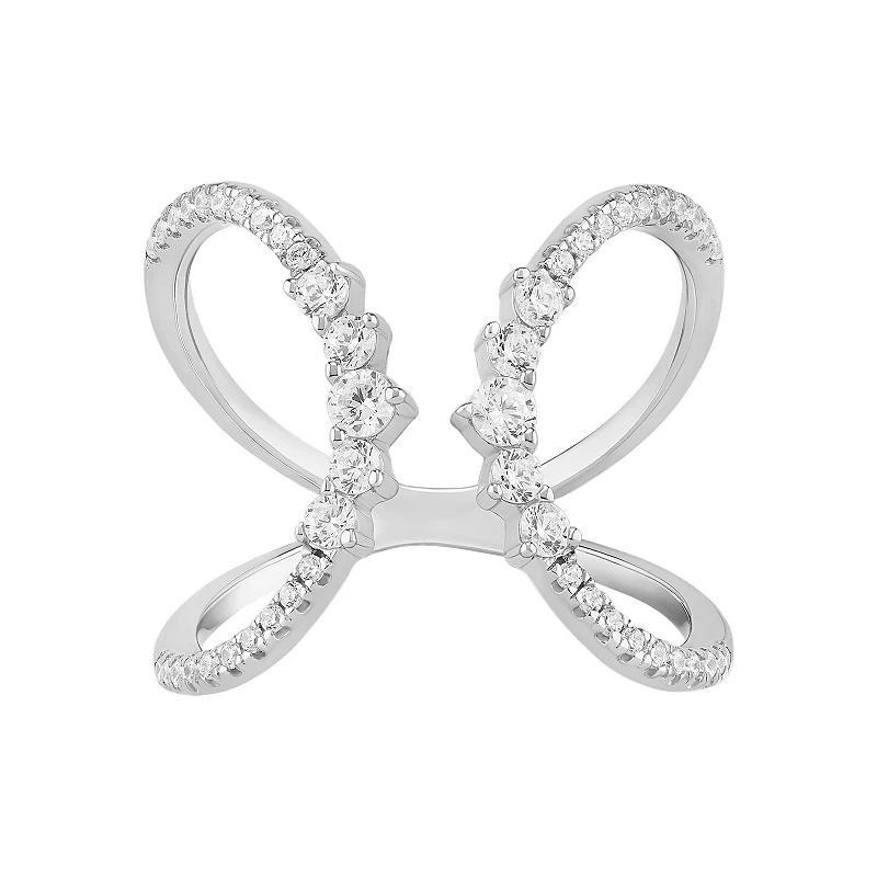 PRIMROSE Sterling Silver Graduated Cubic Zirconia Open Band Ring, Women's, Size: 9, Sterling Clear Product Image