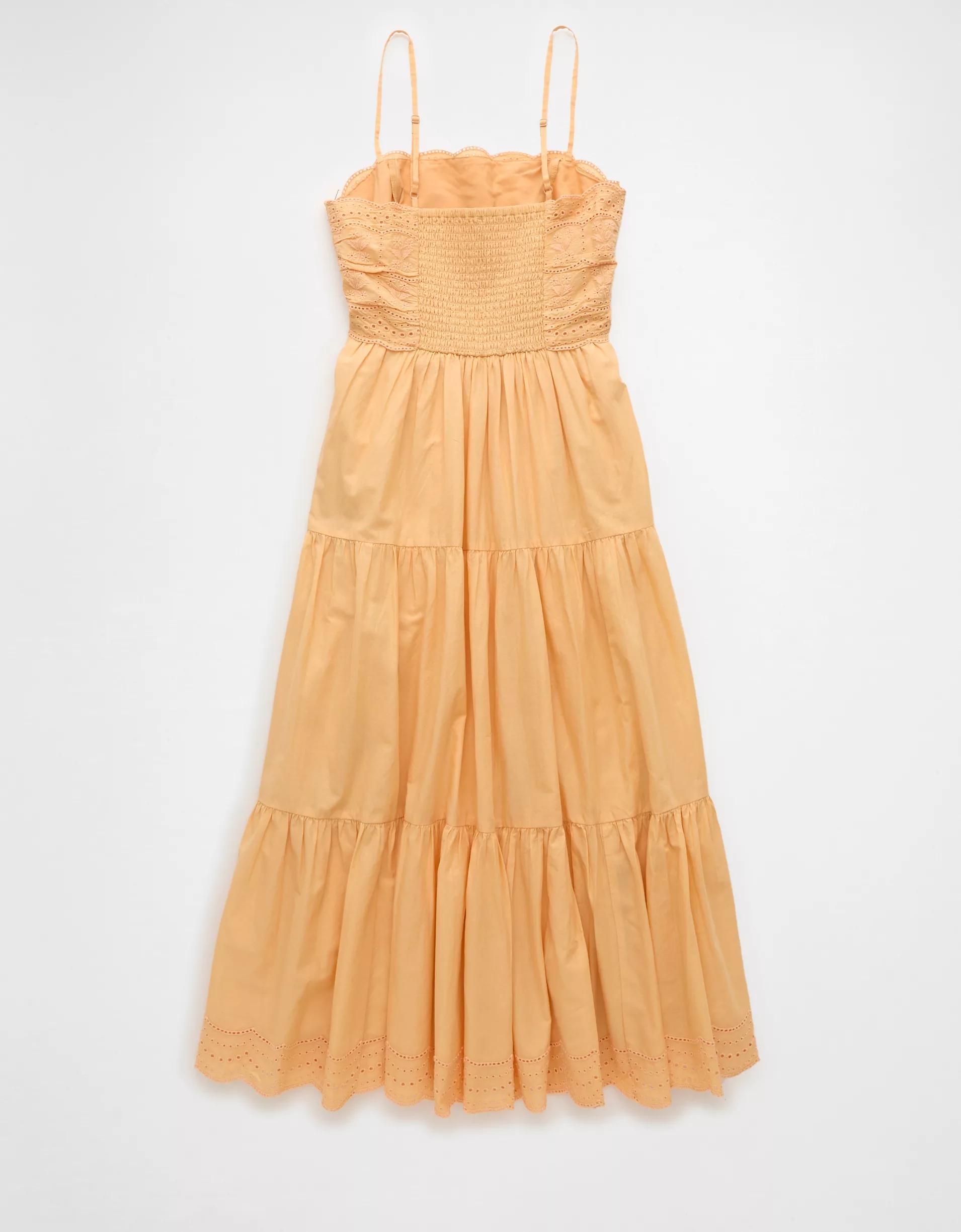 AE Scalloped Tiered Midi Dress Product Image