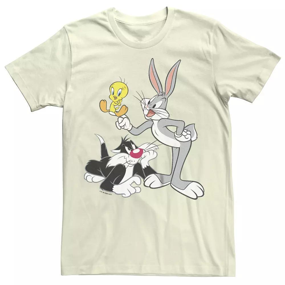 Men's Looney Tunes Bugs Bunny Tweety And Sylvester Graphic Tee, Size: XS, Natural Product Image