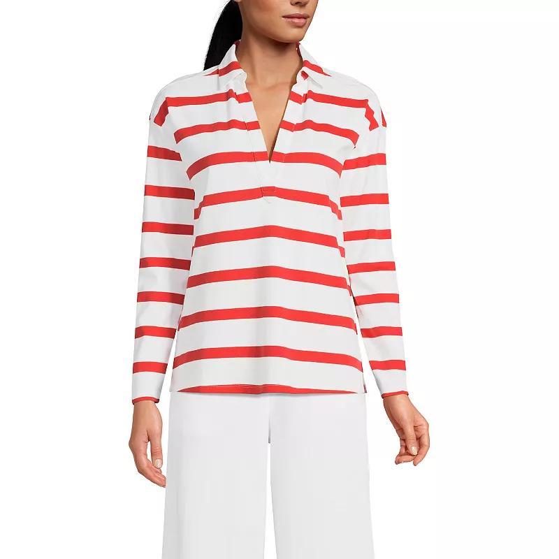 Womens Lands End Sport Knit Johnny Collar Top Product Image
