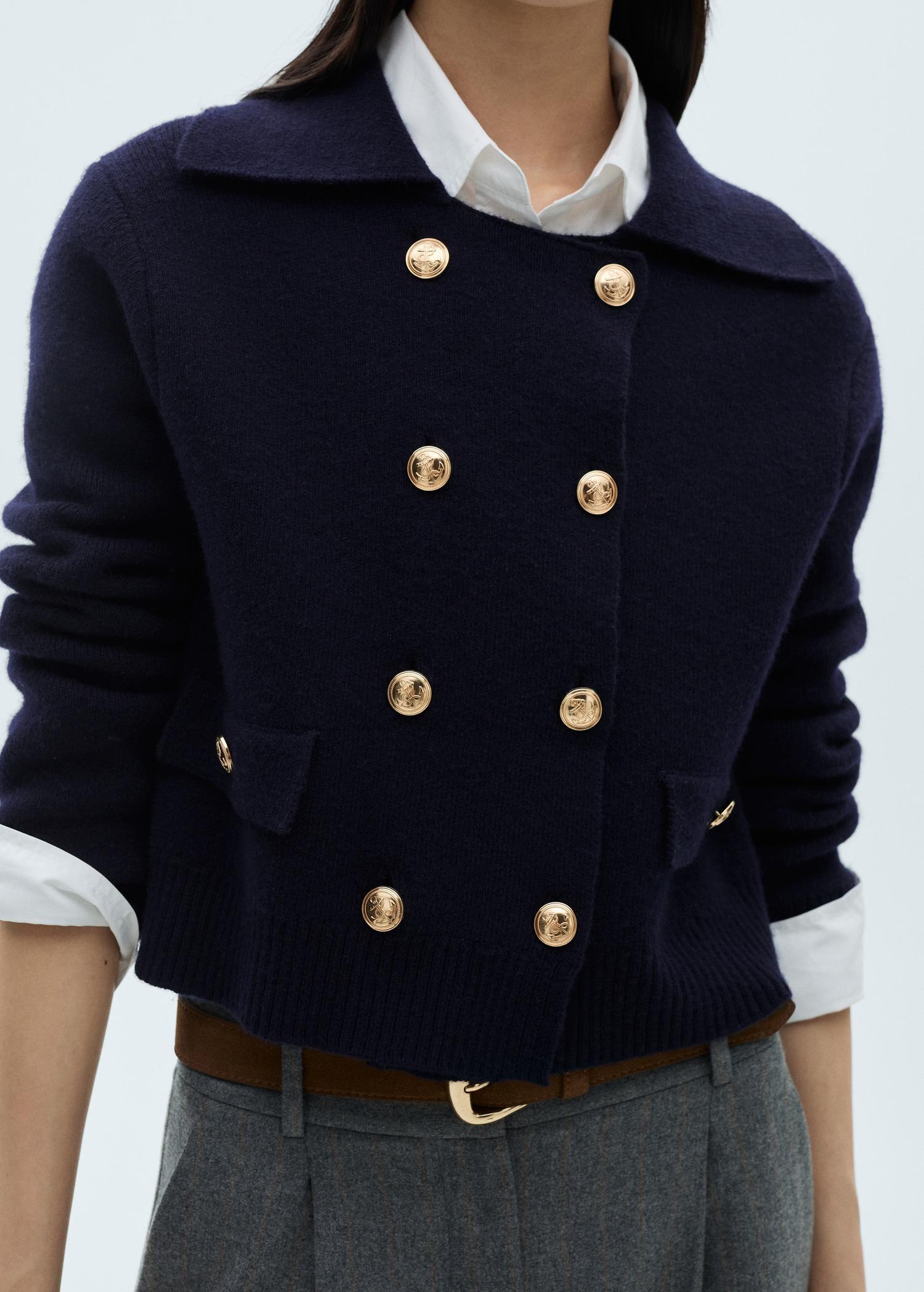 Double-breasted wool jacket - Women | MANGO USA Product Image