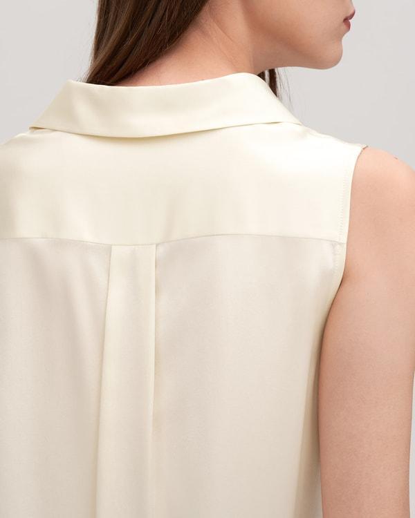 V-Neck Sleeveless Silk Violet Shirt For Women Product Image