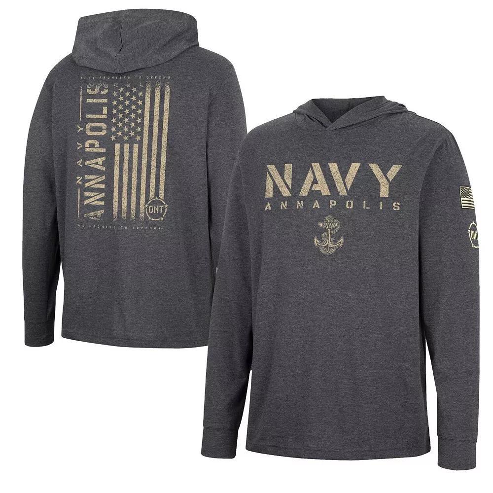 Mens Colosseum Charcoal Navy Midshipmen Team OHT Military Appreciation Hoodie Long Sleeve T-Shirt Product Image