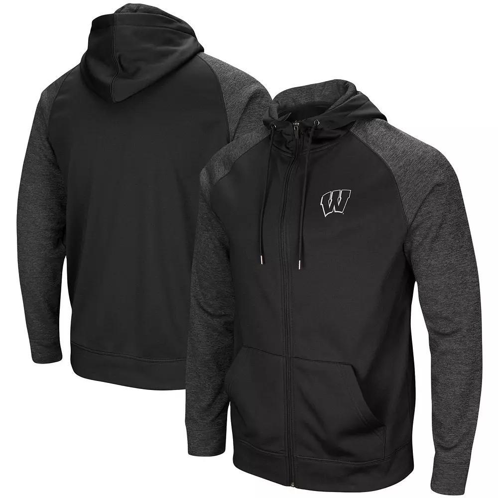 Men's Colosseum Black Florida State Seminoles Big & Tall Blackout Raglan Full-Zip Hoodie, Size: XLT Product Image