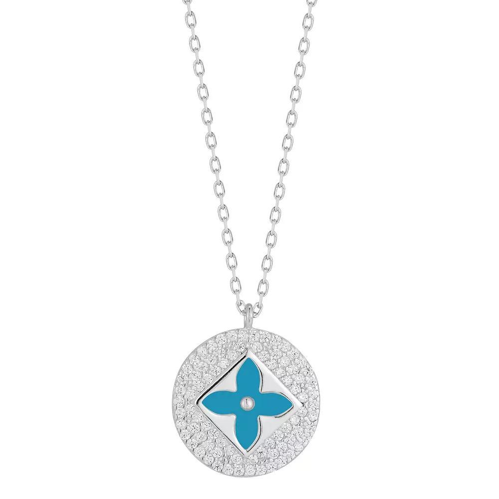 Sunkissed Sterling Sterling Silver Cubic Zirconia Clover Pendant Necklace, Women's, Size: 18", Silver Tone White Product Image