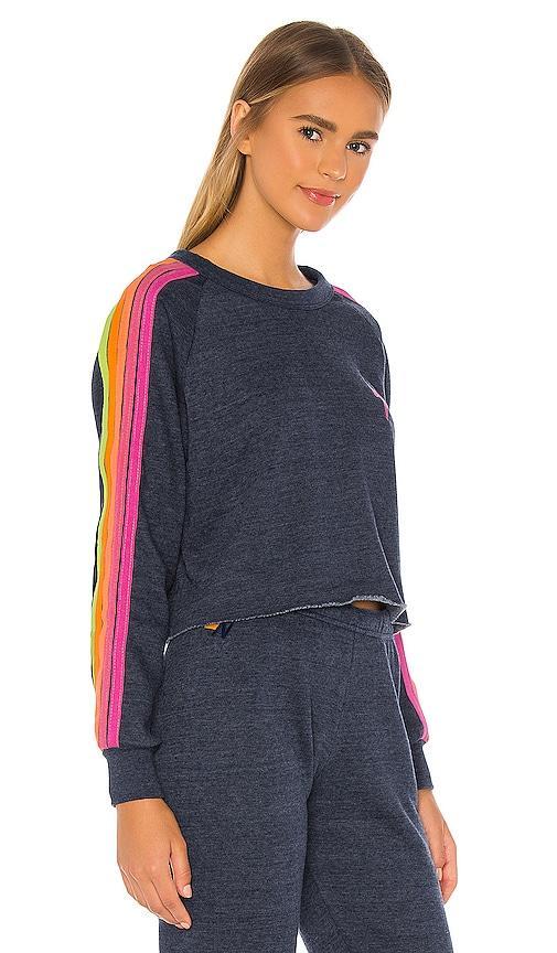 Aviator Nation Striped Cropped Sweatshirt Product Image