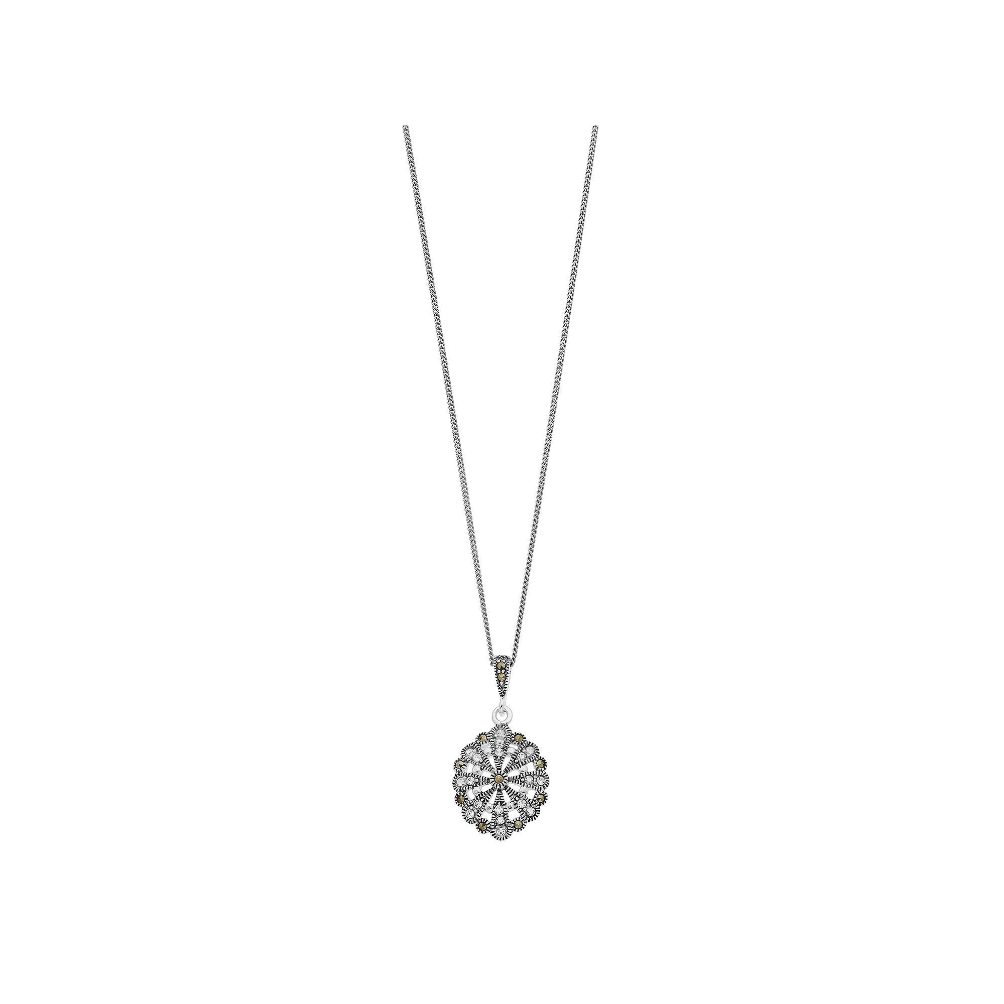 Tori Hill Marcasite & Crystal Art Deco Pendant Necklace, Women's, Size: 18", Silvertone Product Image