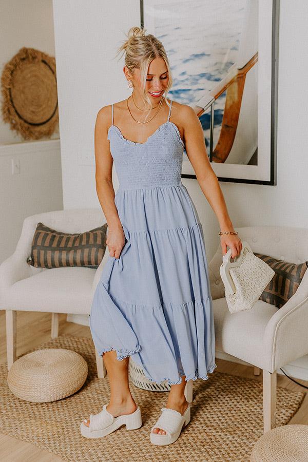 Sweet And Gentle Chiffon Midi Dress in Airy Blue Product Image