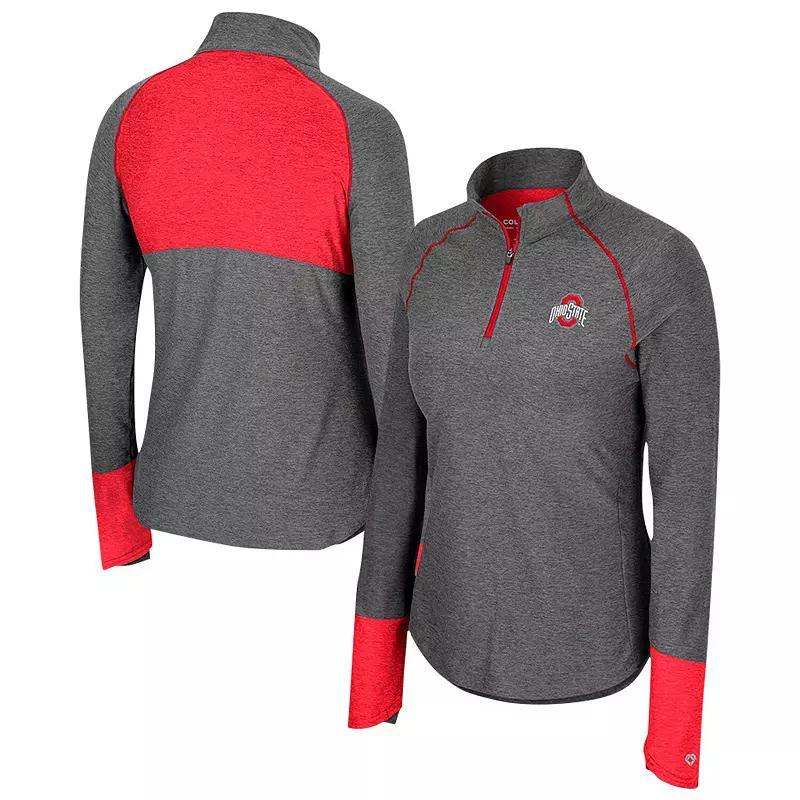 Womens Colosseum Ohio State Buckeyes Morningside Sleeve Hit Raglan Quarter-Zip Top Product Image
