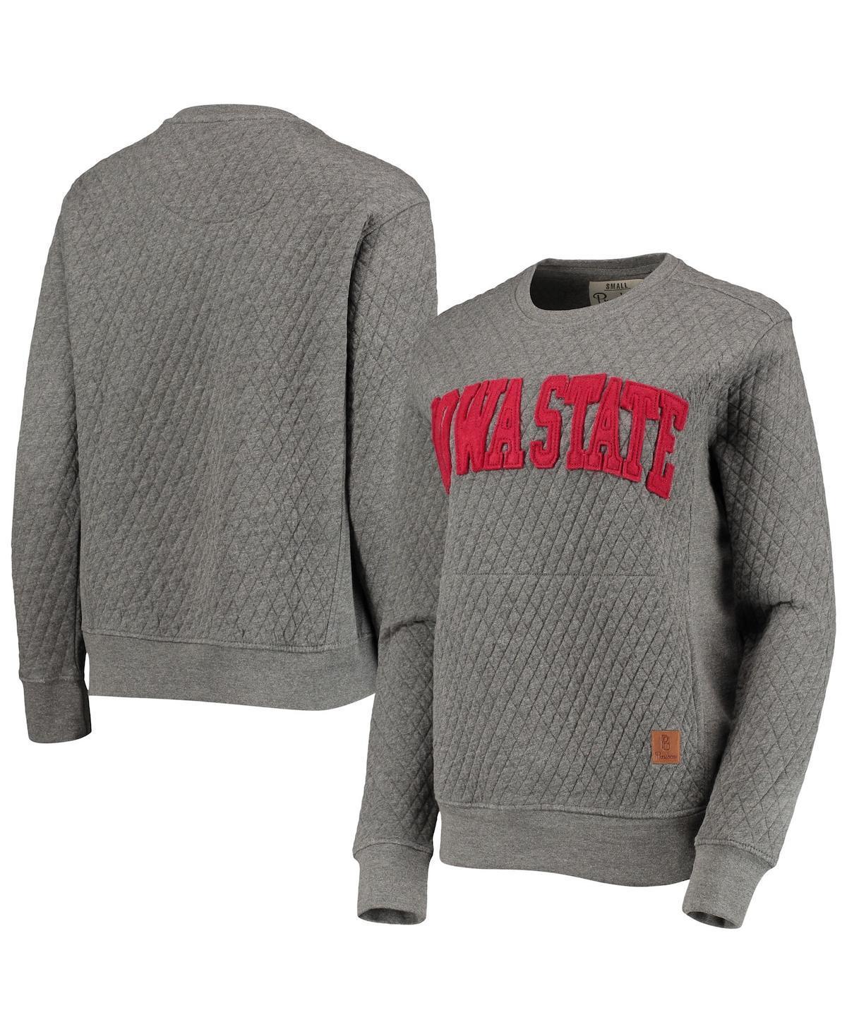 Women's Pressbox Heather Charcoal Iowa State Cyclones Moose Quilted Pullover Sweatshirt, Size: Medium, Grey Product Image