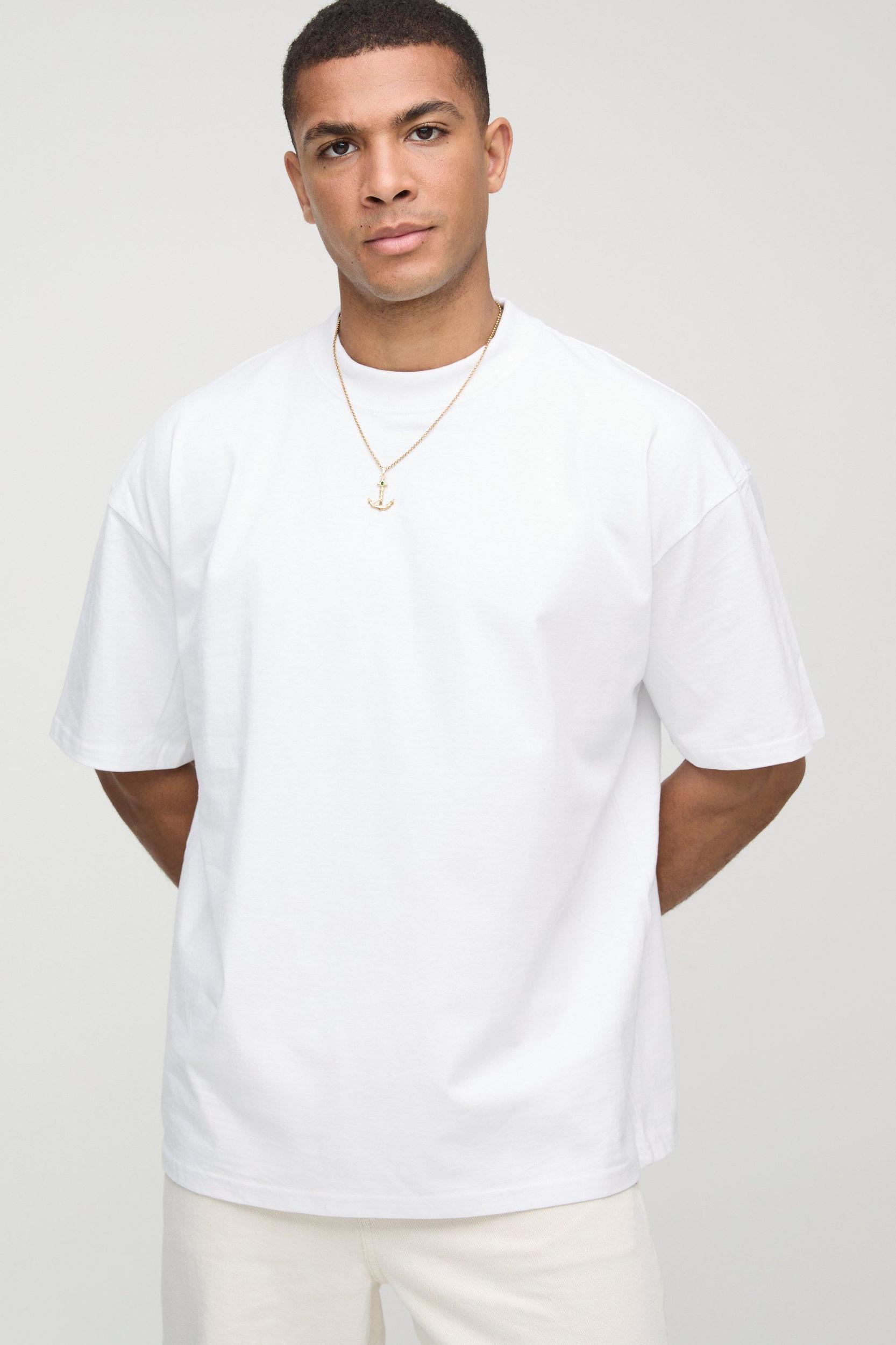 White Oversized Extended Neck Disney Donald Duck License T-Shirt | boohooMAN USA Product Image