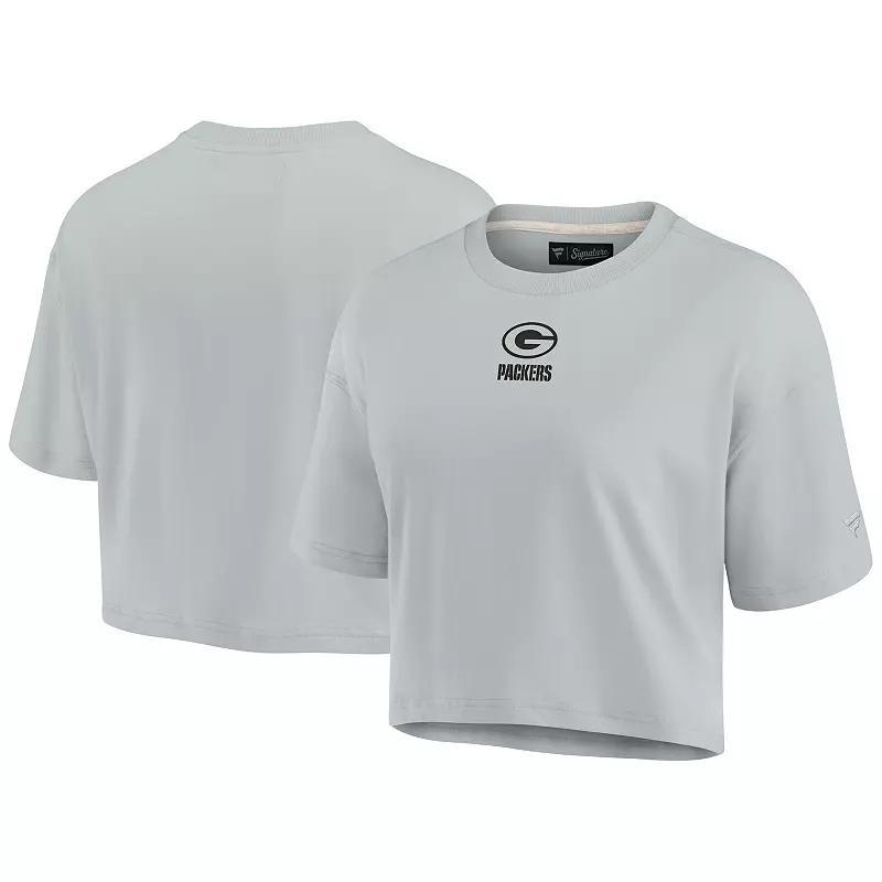Women's Fanatics Signature Gray Green Bay Packers Super Soft Short Sleeve Cropped T-Shirt, Size: Medium, Grey Product Image