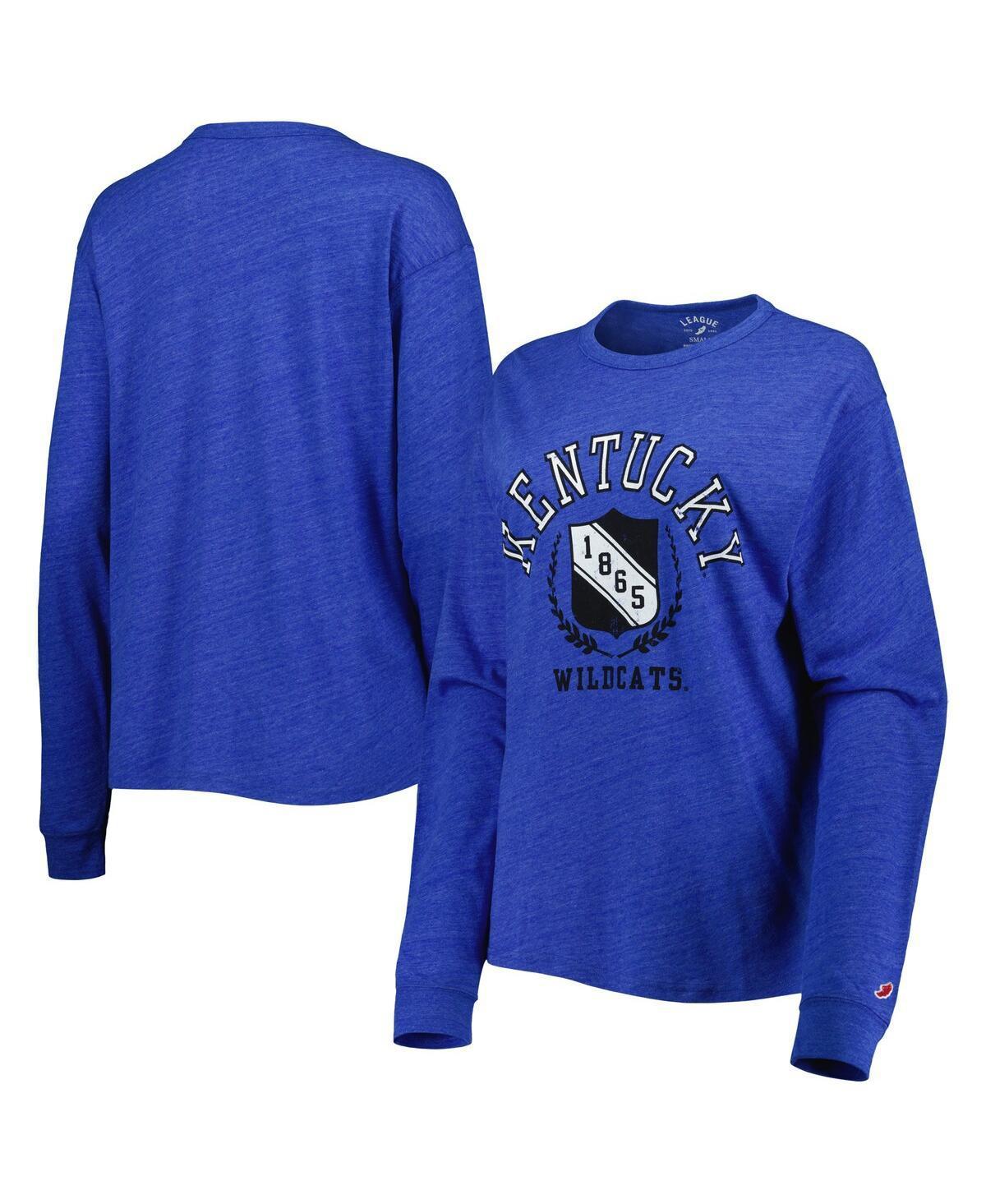 Women's League Collegiate Wear Heathered Royal Kentucky Wildcats Team Seal Victory Falls Oversized Tri-Blend Long Sleeve T-Shirt, Size: Small, Blue Product Image