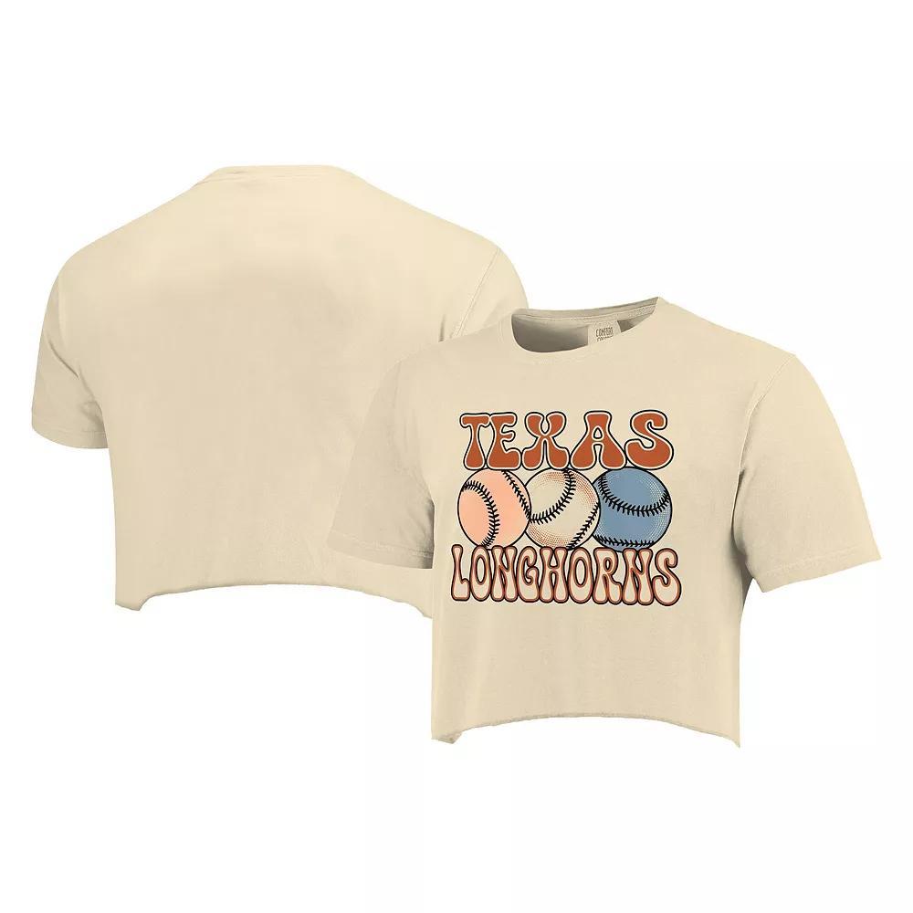 Women's Natural Texas Longhorns Comfort Colors Baseball Cropped T-Shirt, Size: Medium, Beige Product Image