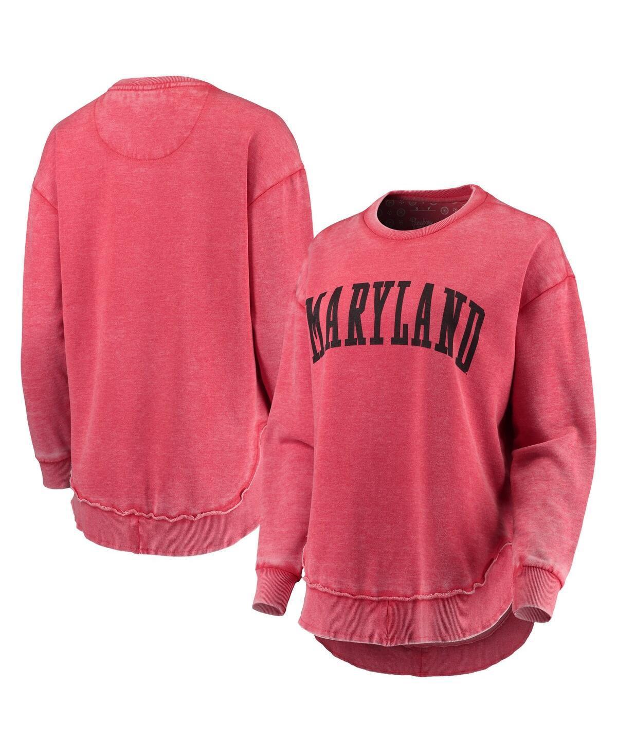 Women's Pressbox Red Maryland Terrapins Vintage Wash Pullover Sweatshirt, Size: 2XL Product Image