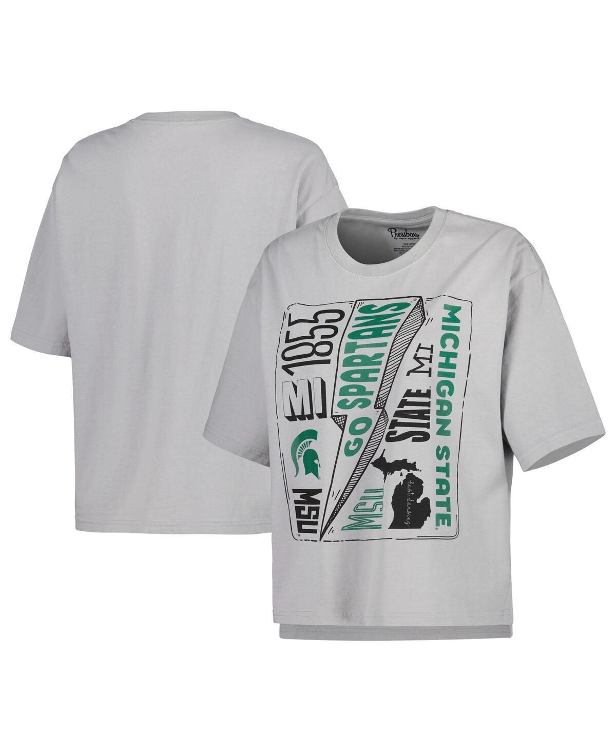 Women's Pressbox Silver Michigan State Spartans Rock & Roll School of Rock T-Shirt, Size: Small Product Image